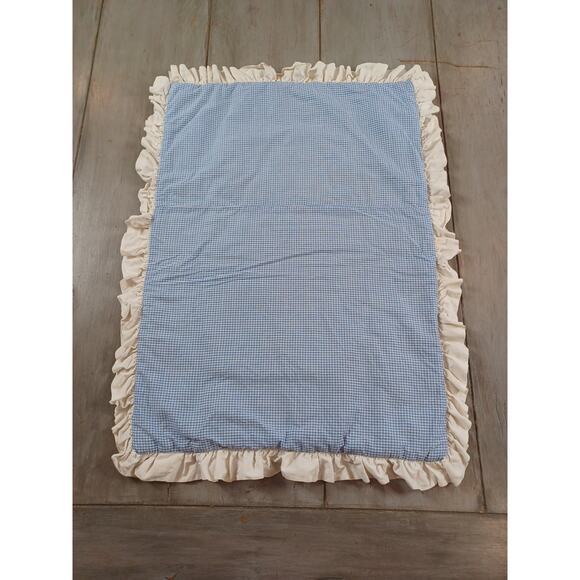 Vintage Embroidered Handmade Bunny Baby Padding Retro Blue Cushion ABC - Picture 6 of 6